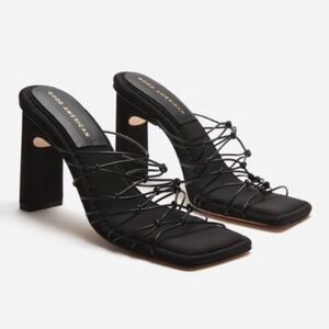 GOOD AMERICAN BLACK NEOPRENE CAGED MULE
